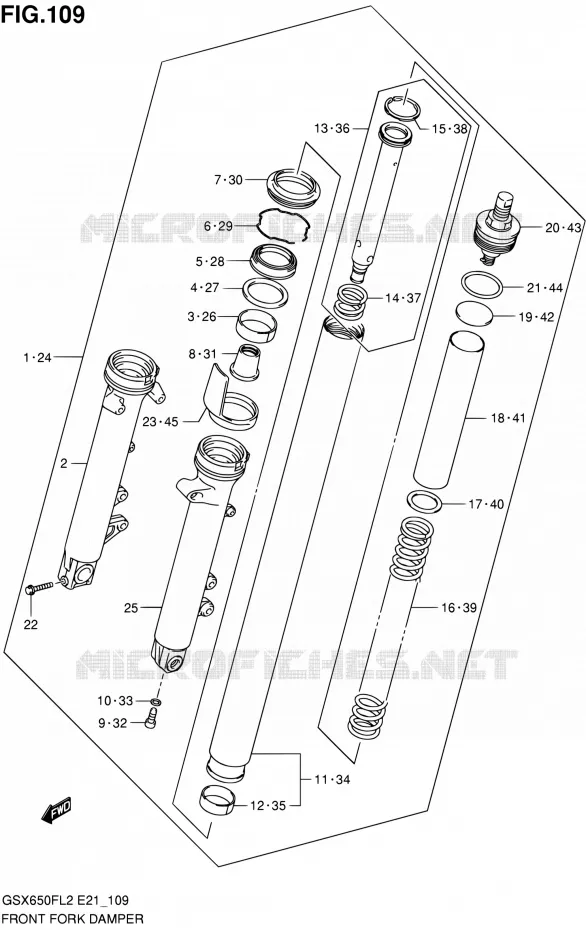 FRONT FORK (GSX650FAL2 E21) Suzuki MOTO 650 GSX-F 2012  GSX650FL2(E24)