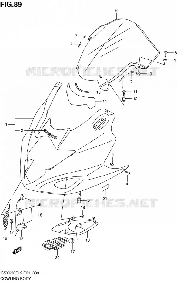 FAIRING Suzuki MOTO 650 GSX-F 2013  GSX650FAL2(E21)