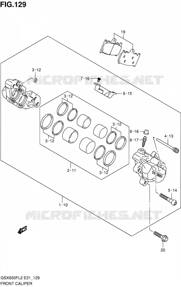 FRONT CALIPER (GSX650FAL2 E21) Suzuki MOTO 650 GSX-F 2013  GSX650FAL2(E21)