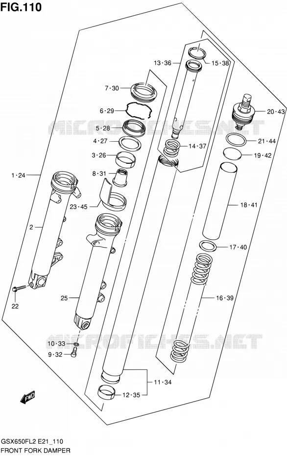 FRONT FORK (GSX650FUAL2 E21) Suzuki MOTO 650 GSX-F 2013  GSX650FAL2(E21)