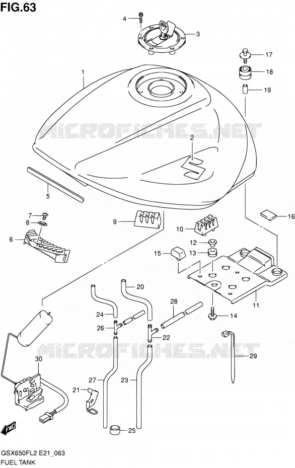 FUEL TANK (GSX650FL2 E24) Suzuki MOTO 650 GSX-F 2012  GSX650FAL2(E21)