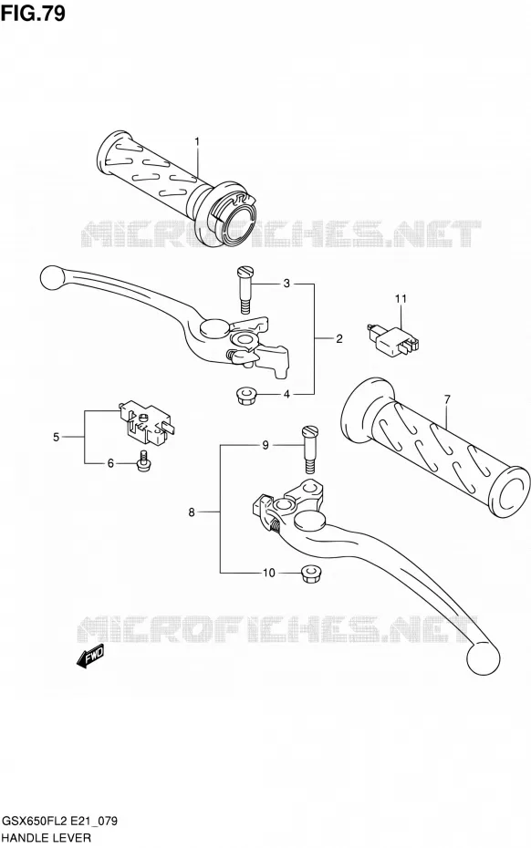 GRIPS & LEVERS (GSX650FUL2 E21) Suzuki MOTO 650 GSX-F 2012  GSX650FAL2(E21)
