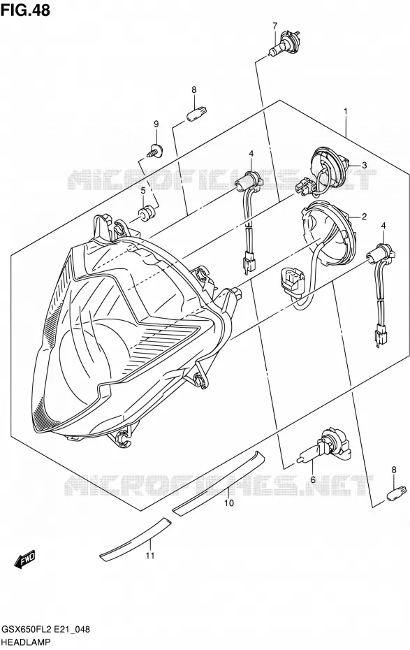 HEAD LAMP (GSX650FAL2 E21) Suzuki MOTO 650 GSX-F 2012  GSX650FAL2(E21)