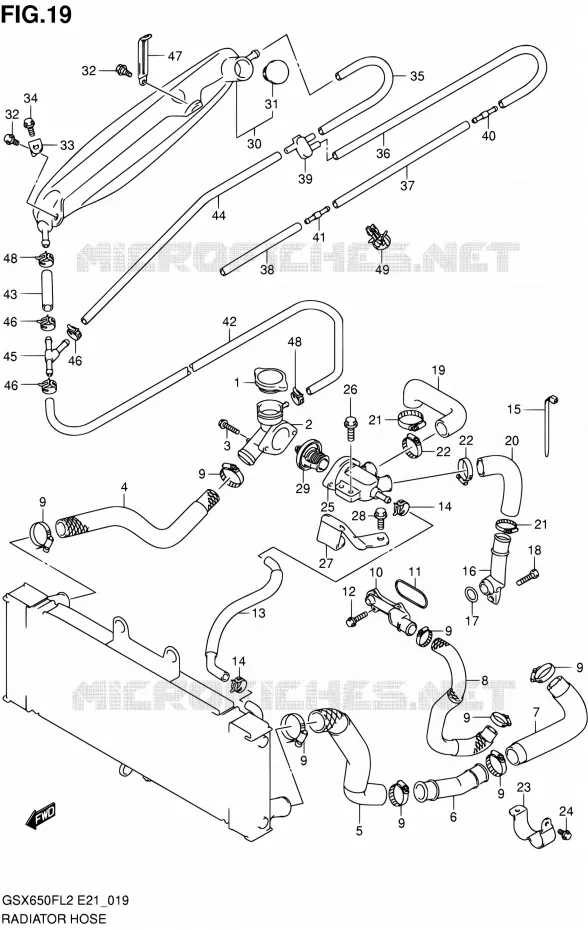 RADIATOR HOSE - EXPANSION TANK Suzuki MOTO 650 GSX-F 2012  GSX650FAL2(E21)