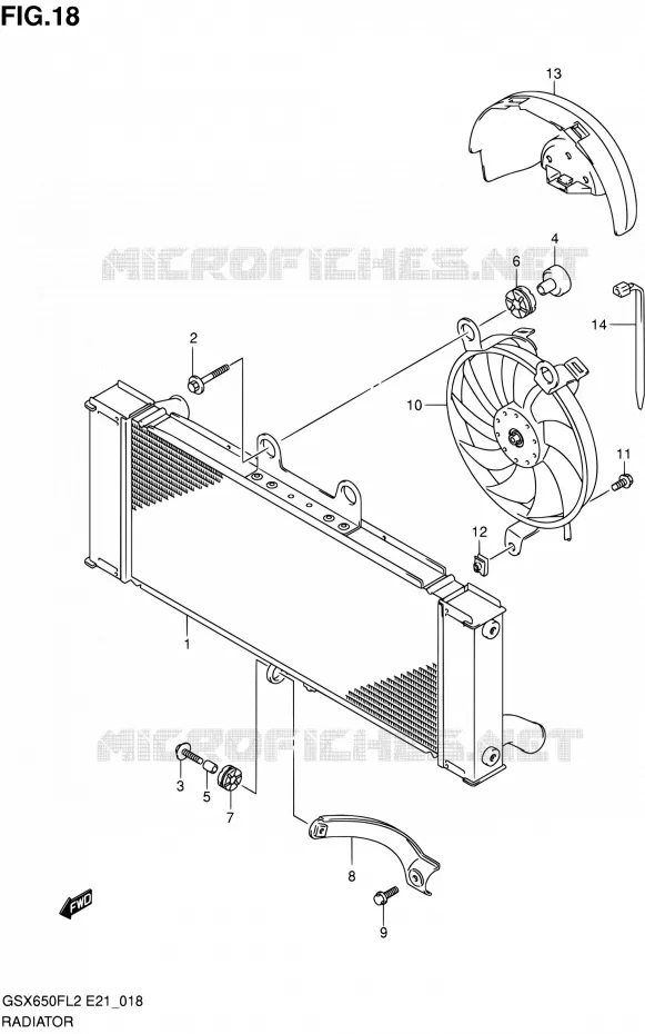 RADIATOR Suzuki MOTO 650 GSX-F 2013  GSX650FAL2(E21)