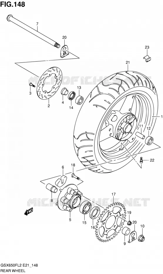 REAR WHEEL (GSX650FUL2 E21) Suzuki MOTO 650 GSX-F 2012  GSX650FAL2(E21)