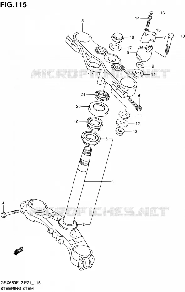 STEERING COLUMN (GSX650FAL2 E21) Suzuki MOTO 650 GSX-F 2012  GSX650FAL2(E21)