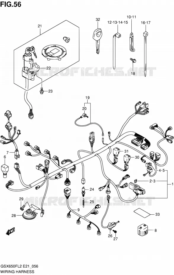 WIRING HARNESS (GSX650FAL2 E21) Suzuki MOTO 650 GSX-F 2014  GSX650FAL2(E21)