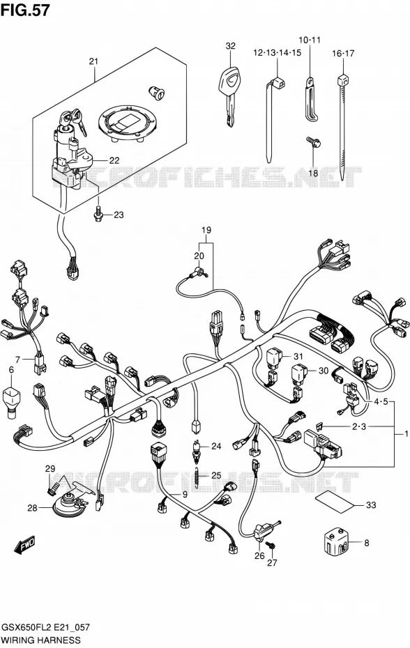 WIRING HARNESS (GSX650FUAL2 E21) Suzuki MOTO 650 GSX-F 2015  GSX650FAL2(E21)