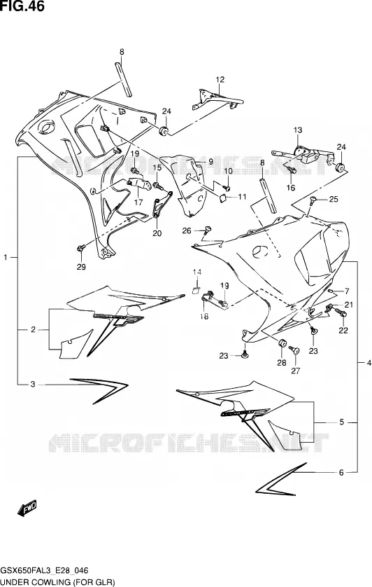 LOWER FAIRING (GLR) Suzuki MOTO 650 GSX-F 2013  GSX650FA L3