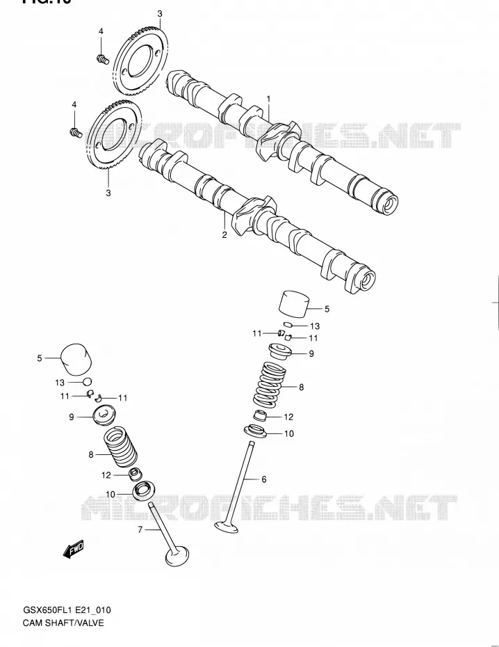CAMSHAFT - VALVES Suzuki MOTO 650 GSX-F 2011  GSX650FUL1(E24)