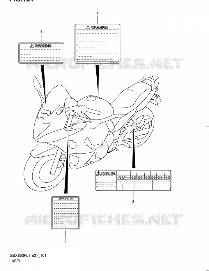 LABEL (GSX650FAL1 E21) Suzuki MOTO 650 GSX-F 2011  GSX650FUL1(E24)