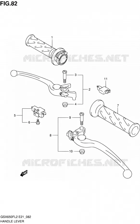 GRIPS & LEVERS (GSX650FUAL2 E21) Suzuki MOTO 650 GSX-F 2012  GSX650FUL2(E21)