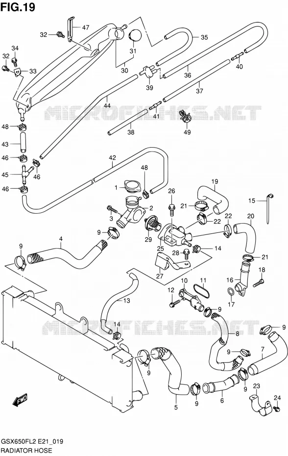 RADIATOR HOSE - EXPANSION TANK Suzuki MOTO 650 GSX-F 2012  GSX650FUL2(E24)