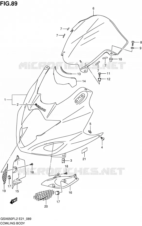 FAIRING Suzuki MOTO 650 GSX-F 2012  GSX650FUAL2(E21)