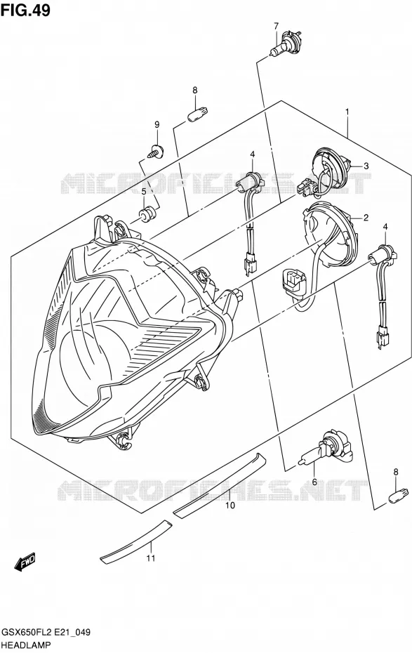 HEAD LAMP (GSX650FUAL2 E21) Suzuki MOTO 650 GSX-F 2012  GSX650FUAL2(E21)