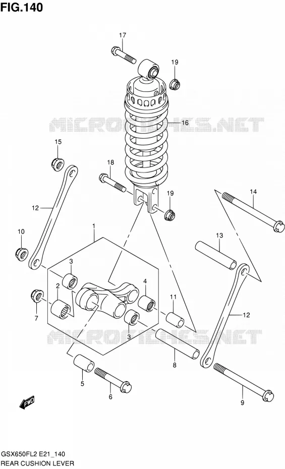 SHOCK ABSORBER LINKAGE (GSX650FL2 E21) Suzuki MOTO 650 GSX-F 2012  GSX650FUAL2(E21)