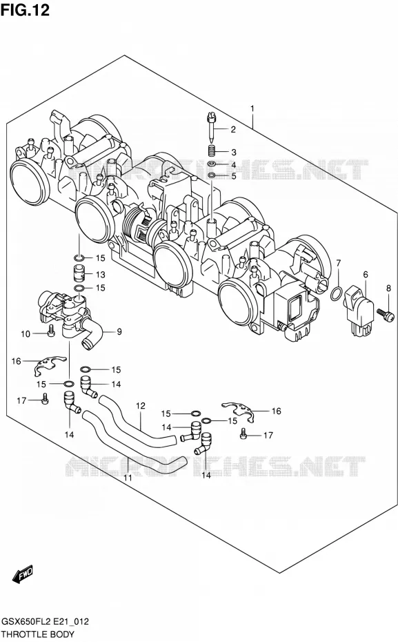 THROTTLE BODY Suzuki MOTO 650 GSX-F 2012  GSX650FUAL2(E21)