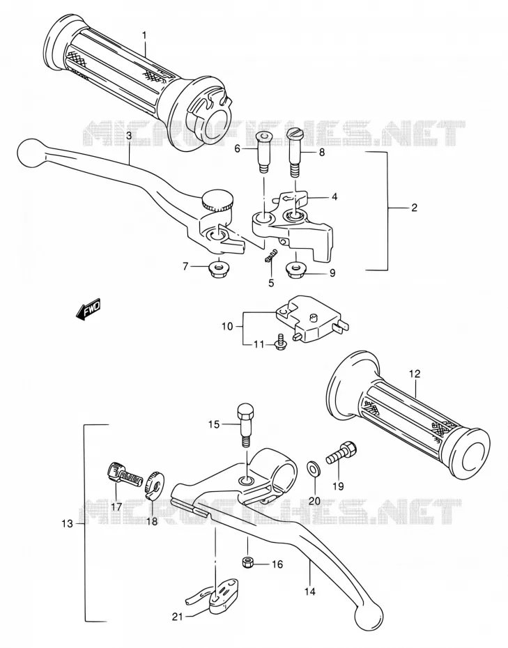 HANDGRIPS - LEVERS  Suzuki MOTO 750 GSX-F 1989  GSX750FK(E02)