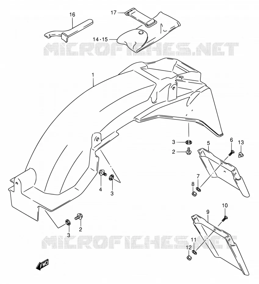 REAR FEDNER (MODELE K/L/M/N/P/R) Suzuki MOTO 750 GSX-F 1989  GSX750FK(E02)