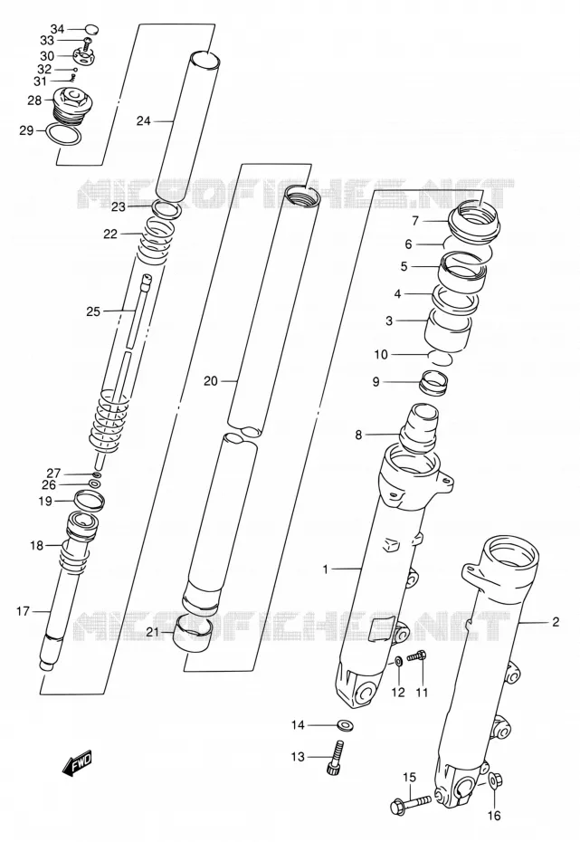 FRONT FORK (MODELE K/L/M/N/P/R) Suzuki MOTO 750 GSX-F 1990  GSX750FL(E02)