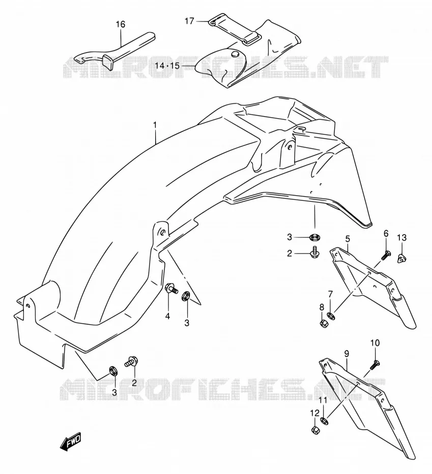 REAR FEDNER (MODELE K/L/M/N/P/R) Suzuki MOTO 750 GSX-F 1990  GSX750FL(E02)