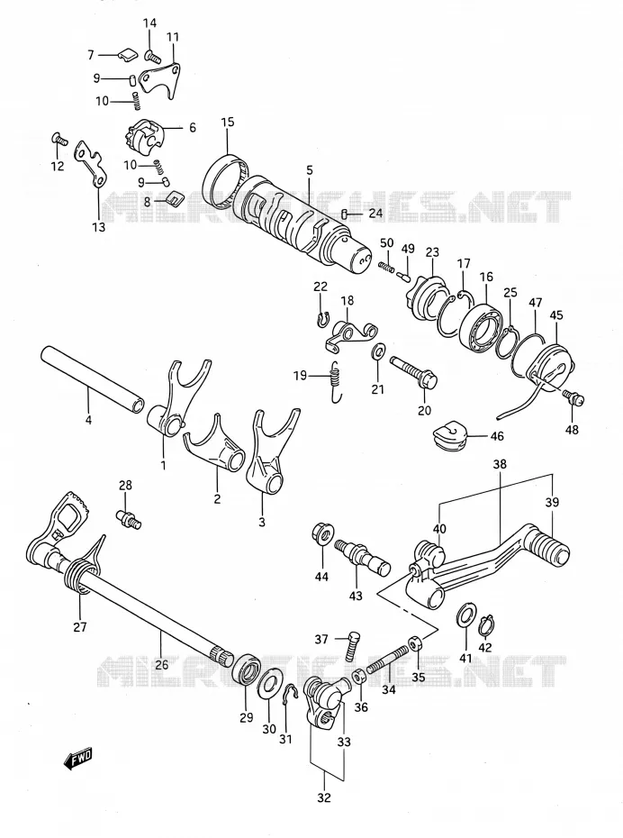 GEAR SHIFTING ASSY Suzuki MOTO 750 GSX-F 1994  GSX750F R (E03,E28,E33)