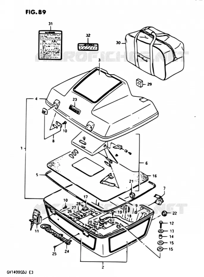 BACKREST ASSEMBLY MODEL H Suzuki MOTO 1400 CAVALCADE 1987  GV1400GD H/GV1400GC H