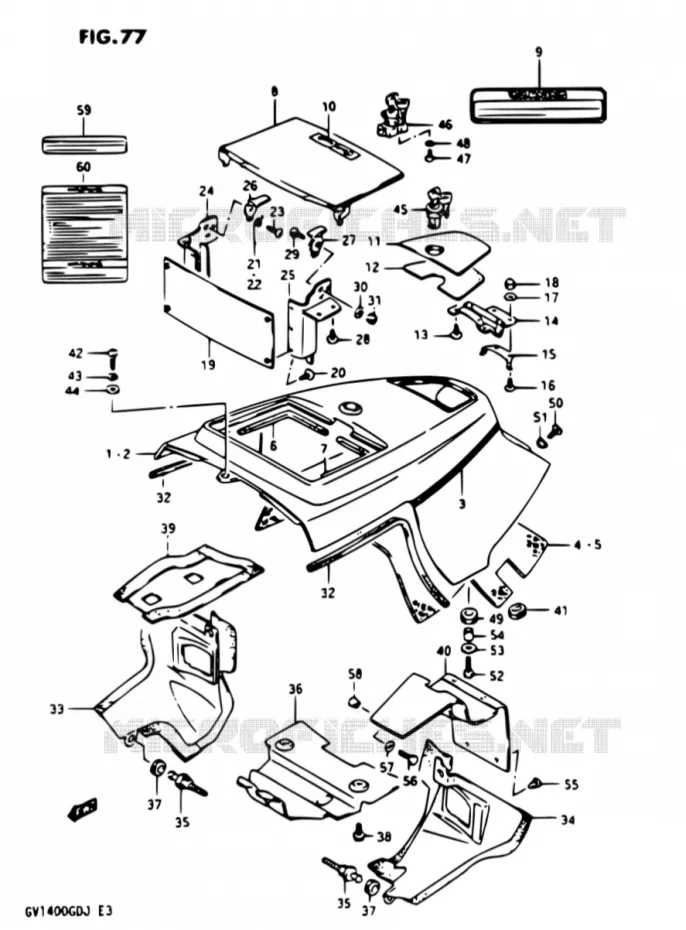 FRAME UPPER COVER MODEL H/J Suzuki MOTO 1400 CAVALCADE 1987  GV1400GD H/GV1400GC H