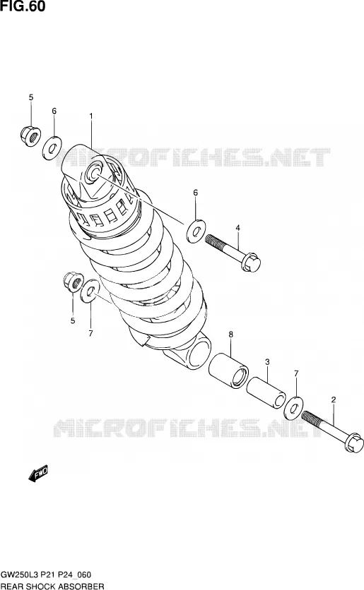 REAR DAMPER Suzuki MOTO 250 INAZUMA 2013  GW250 L3 (P21)