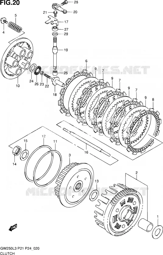 CLUTCH Suzuki MOTO 250 INAZUMA 2013  GW250 L3 (P24)