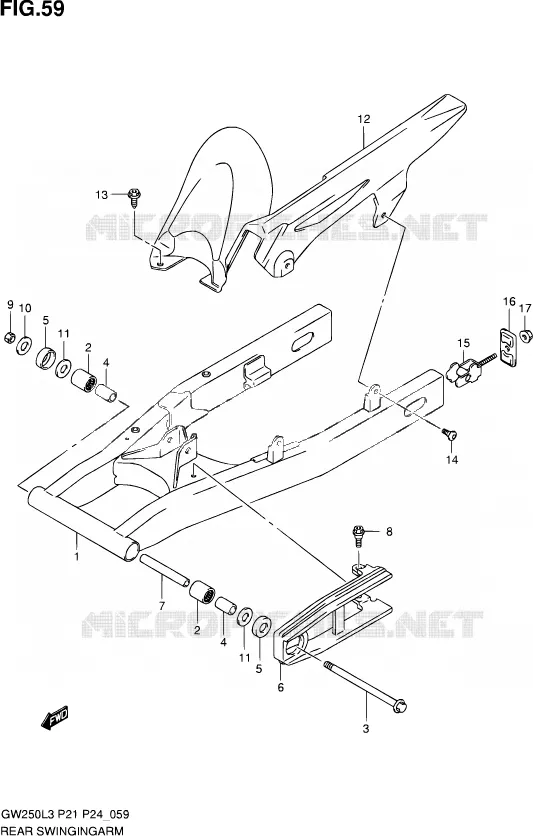 SWINGARM Suzuki MOTO 250 INAZUMA 2013  GW250 L3 (P24)