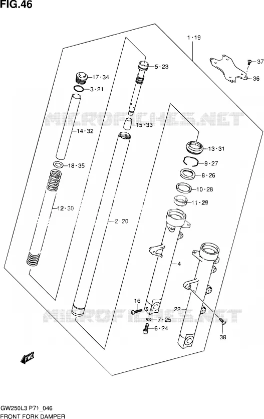 FRONT FORK Suzuki MOTO 250 INAZUMA 2013  GW250 L3 (P71)