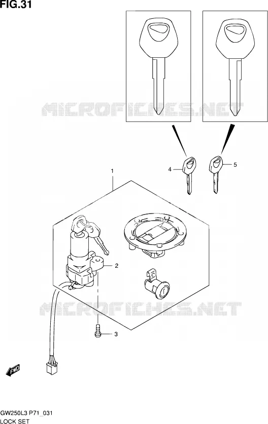 LOCK SET Suzuki MOTO 250 INAZUMA 2013  GW250 L3 (P71)