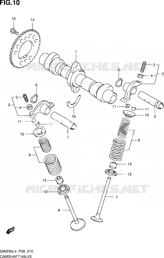 CAMSHAFT - VALVES Suzuki MOTO 250 INAZUMA 2014  GW250 L4 (P28)