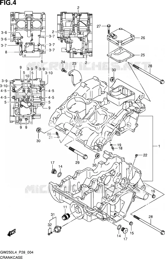 CRACKCASE COVER Suzuki MOTO 250 INAZUMA 2014  GW250 L4 (P28)