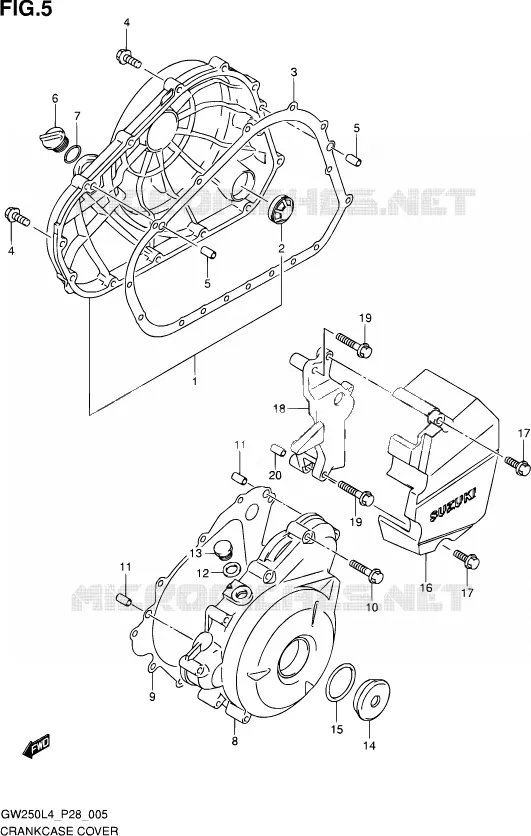CRACKCASE COVER Suzuki MOTO 250 INAZUMA 2014  GW250 L4 (P28)