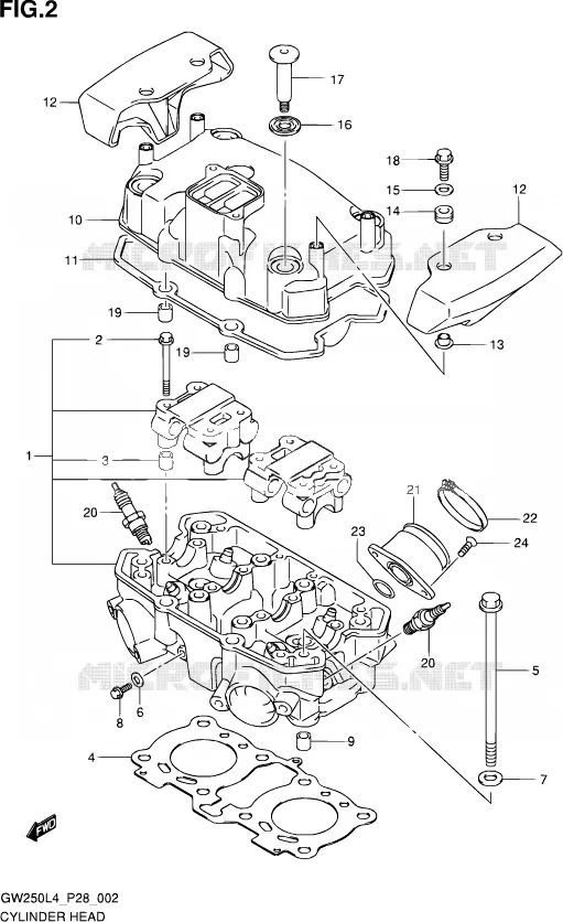 CYLINDER HEAD Suzuki MOTO 250 INAZUMA 2014  GW250 L4 (P28)