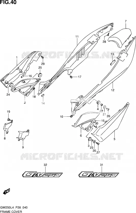 FAIRING Suzuki MOTO 250 INAZUMA 2014  GW250 L4 (P28)