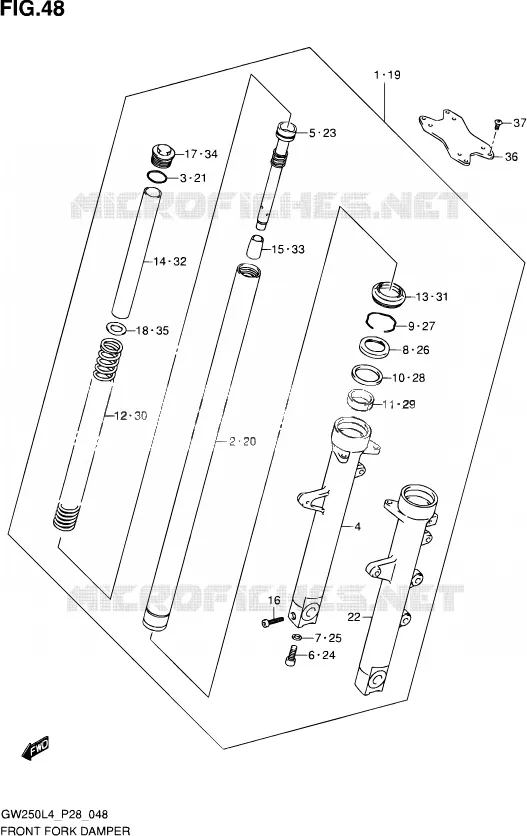 FRONT FORK Suzuki MOTO 250 INAZUMA 2014  GW250 L4 (P28)