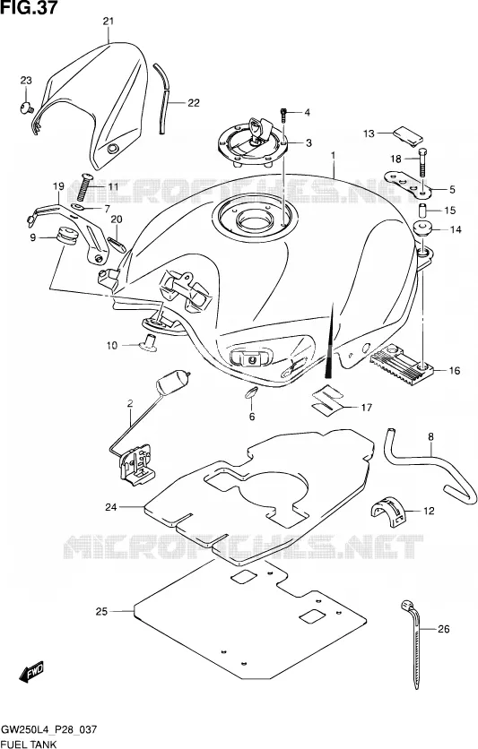 FUEL TANK Suzuki MOTO 250 INAZUMA 2014  GW250 L4 (P28)