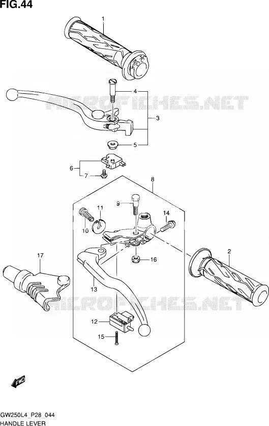 HANDGRIPS - LEVERS  Suzuki MOTO 250 INAZUMA 2014  GW250 L4 (P28)