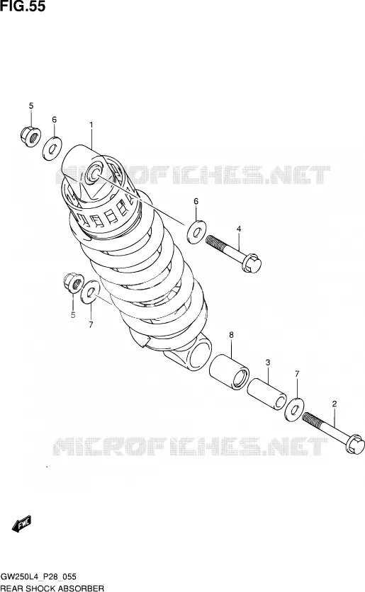 REAR DAMPER Suzuki MOTO 250 INAZUMA 2014  GW250 L4 (P28)