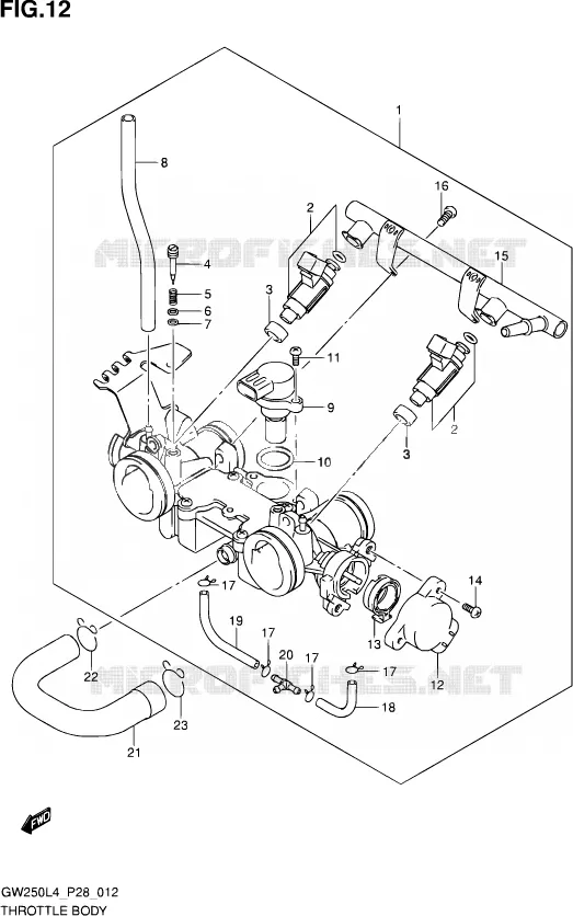 THROTTLE BODY Suzuki MOTO 250 INAZUMA 2014  GW250 L4 (P28)