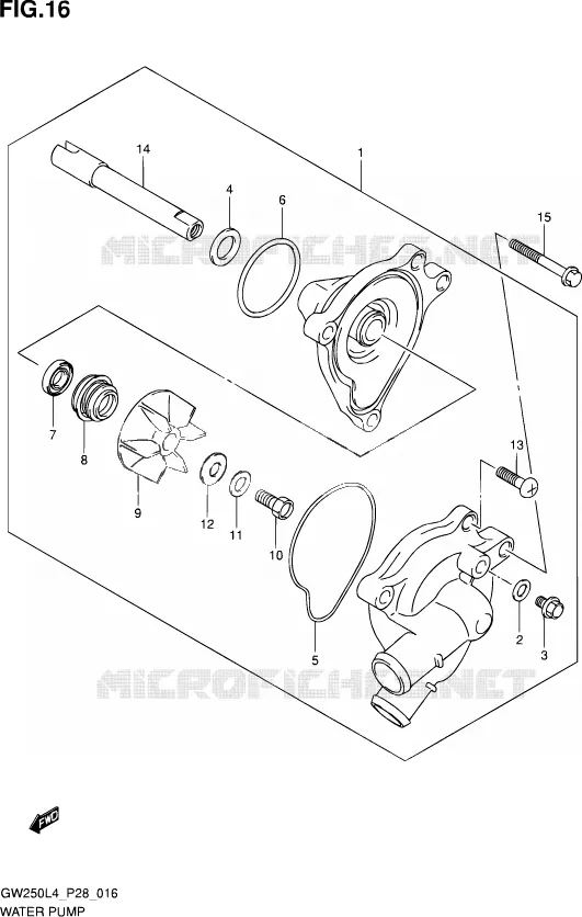 WATER PUMP Suzuki MOTO 250 INAZUMA 2014  GW250 L4 (P28)