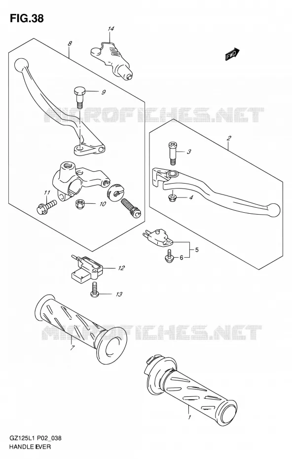 HANDGRIPS - LEVERS  Suzuki MOTO 125 MARAUDER 2011  GZ125L1(E02)