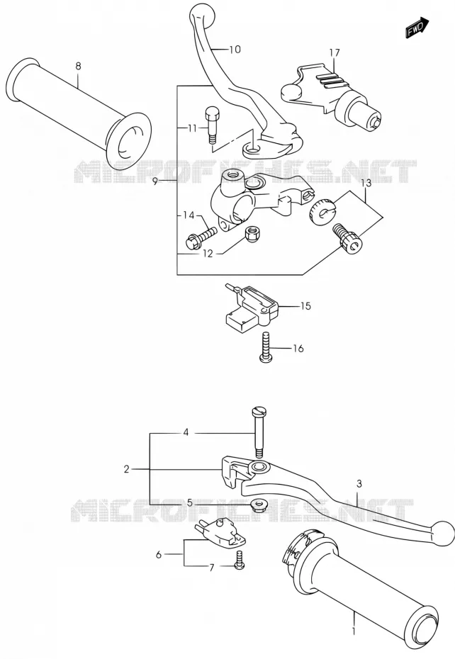 HANDLE GLIP - LEVER (MODELE K2) Suzuki MOTO 250 MARAUDER 2002  GZ250 K2 (E03,E28,E33)
