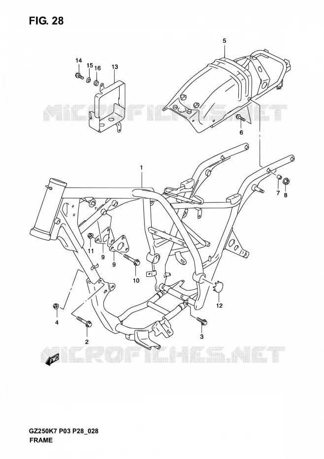 FRAME Suzuki MOTO 250 GZ 2006  GZ250K6(E03,E28,E33)