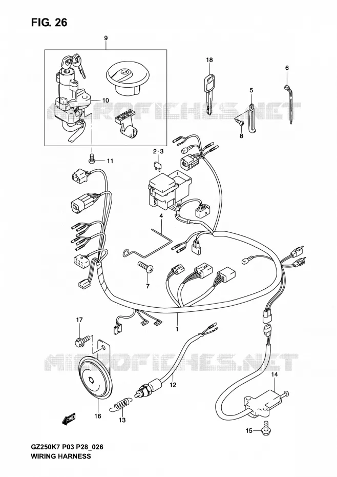 WIRING HARNESS Suzuki MOTO 250 GZ 2006  GZ250K6(E03,E28,E33)