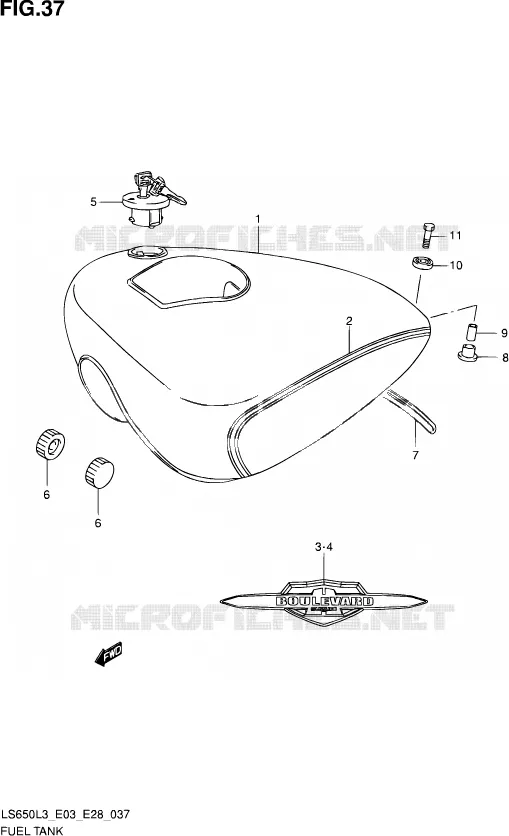 FUEL TANK (LS650L3 E03) Suzuki MOTO 650 SAVAGE 2013  LS650 L3